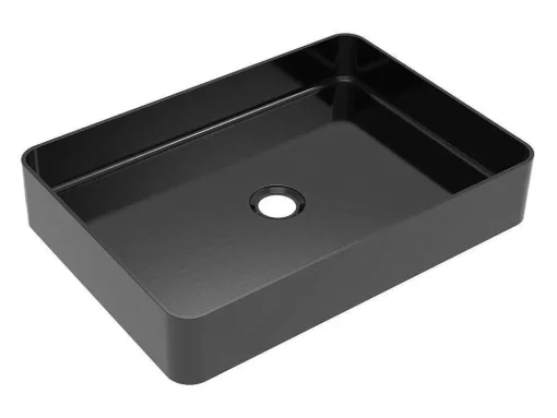 Lavatório De Pousar Retangular, Cor Metal Arma, C50 X L35,2 Cm - Demarquy