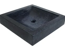 Lavatório De Pousar Retangular Em Marmore Preto 50 Cm - Sourgout