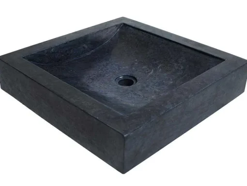 Lavatório De Pousar Retangular Em Marmore Preto 50 Cm - Sourgout