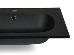 Lavatório Duplo De Encastrar Em Resina Efeito Pedra Preto C120 X L46 Cm - Atiwa