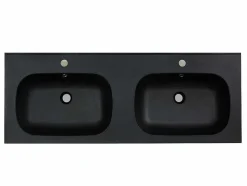 Lavatório Duplo De Encastrar Em Resina Efeito Pedra Preto C120 X L46 Cm - Atiwa