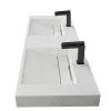 Lavatório Duplo Suspenso Em Superficie Solida Efeito Marmore Branco De C140,2 X L45,2 X A8 Cm - Kodiak