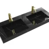 Lavatório Duplo Suspenso Em Solid Surface Efeito Marmore Preto C120,2Xl45,2Xa8 Cm - Takotna