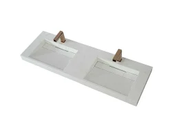 Lavatório Duplo Suspenso Em Superficie Solida Efeito Marmore Branco De C140,2 X L45,2 X A8 Cm - Kodiak