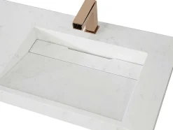 Lavatório Duplo Suspenso Em Superficie Solida Efeito Marmore Branco De C140,2 X L45,2 X A8 Cm - Kodiak
