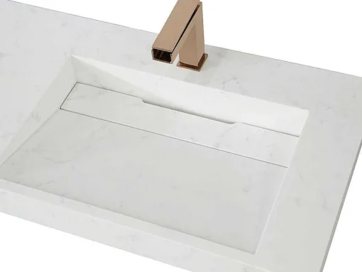 Lavatório Duplo Suspenso Em Superficie Solida Efeito Marmore Branco De C140,2 X L45,2 X A8 Cm - Kodiak