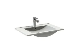 Lavatório Para Encastrar Em Ceramica Retangular Branca, De Pouca Profundidade - L62 X A18 - Vigou