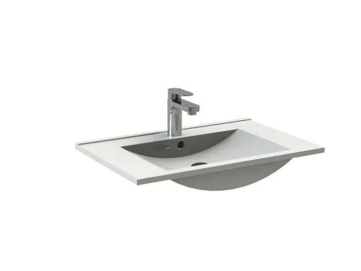 Lavatório Para Encastrar Em Ceramica Retangular Branca, De Pouca Profundidade - L62 X A18 - Vigou