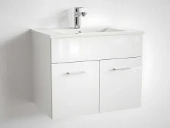 Lavatório Para Encastrar Em Ceramica Retangular Branca, De Pouca Profundidade - L62 X A18 - Vigou