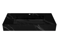 Lavatório Suspenso Em Superficie Solida Efeito Marmore Preto De C90,2 X L45,2 X A8 Cm - Takotna