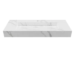 Lavatório Suspenso Em Superficie Solida Efeito Marmore Branco De C120,2 X L45,2 X A8 Cm - Takotna
