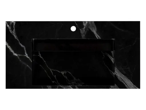 Lavatório Suspenso Em Superficie Solida Efeito Marmore Preto De C90,2 X L45,2 X A8 Cm - Takotna
