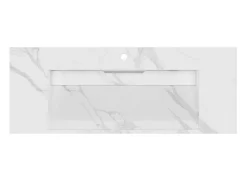 Lavatório Suspenso Em Superficie Solida Efeito Marmore Branco De C120,2 X L45,2 X A8 Cm - Takotna