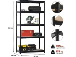 Mbi - Conjunto De 2 Prateleiras Em Metal Preto