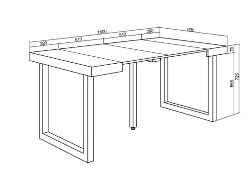 Mesa Consola Extensivel, 160, Para 8 Péssoas, Pés De Madeira, Preto