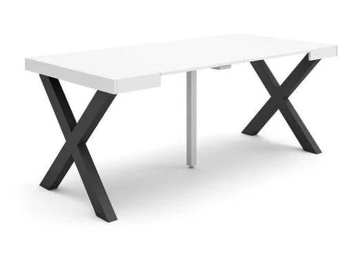 Mesa Consola Extensivel, 180, Para 8 Péssoas, Pés De Madeira, Branco