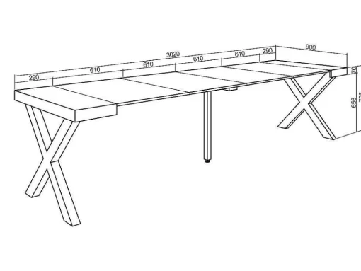 Mesa Consola Extensivel, 300, Para 14 Péssoas, Pés De Madeira, Carvahlo