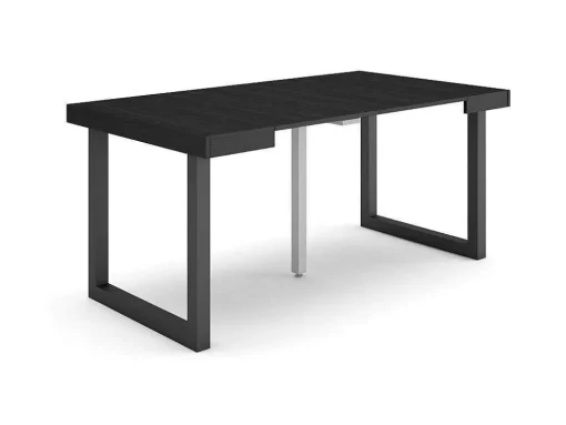 Mesa Consola Extensivel, 160, Para 8 Péssoas, Pés De Madeira, Preto