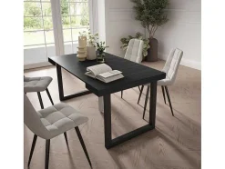 Mesa Consola Extensivel, 160, Para 8 Péssoas, Pés De Madeira, Preto