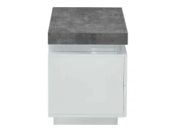 Mesa De Cabeceira - 2 Gavetas - Mdf Lacado - Com Leds - Cor: Branco E Cinza Cimento - Halo Ii