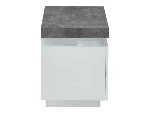 Mesa De Cabeceira - 2 Gavetas - Mdf Lacado - Com Leds - Cor: Branco E Cinza Cimento - Halo Ii
