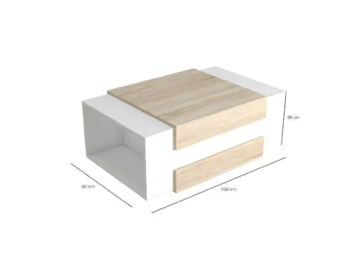 Mesa De Cafe Ulrica, Branco, Sonoma, 100X60X35 Cm, Epikasa