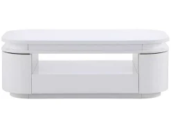 Mesa De Centro 4 Portas E 1 Gaveta Com Leds Em Mdf Lacado A Branco - Vandana