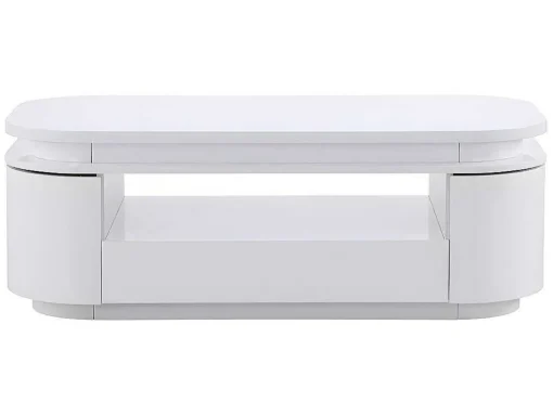 Mesa De Centro 4 Portas E 1 Gaveta Com Leds Em Mdf Lacado A Branco - Vandana