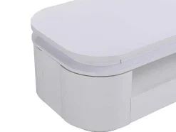 Mesa De Centro 4 Portas E 1 Gaveta Com Leds Em Mdf Lacado A Branco - Vandana