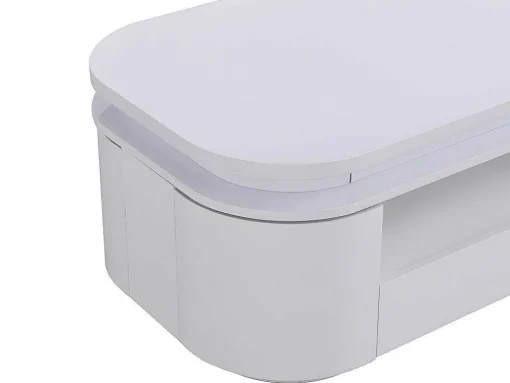 Mesa De Centro 4 Portas E 1 Gaveta Com Leds Em Mdf Lacado A Branco - Vandana