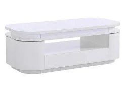 Mesa De Centro 4 Portas E 1 Gaveta Com Leds Em Mdf Lacado A Branco - Vandana