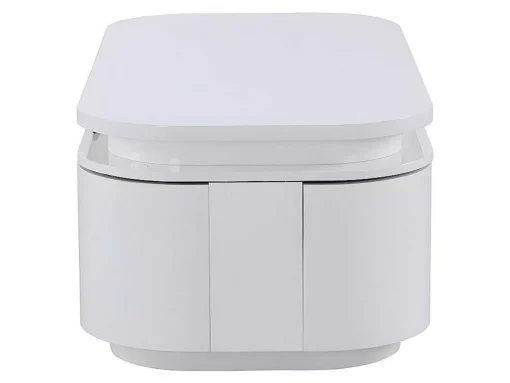 Mesa De Centro 4 Portas E 1 Gaveta Com Leds Em Mdf Lacado A Branco - Vandana