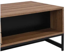 Mesa De Centro Com 2 Gavetas E 2 Nichos Em Mdf Cor Natural E Preto - Caratana