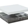 Mesa De Centro Fausto - Tampo Giratorio - Mdf Lacado Branco & Betao