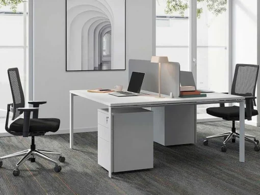 Mesa De Escritório 2 Péssoas Branco C160 Cm, Com Separador - Downtown