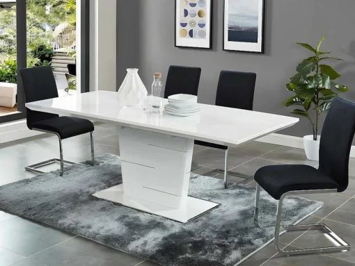 Mesa De Jantar Extensivel De 6 A 8 Lugares - Mdf Lacado A Branco - Amelle