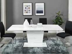 Mesa De Jantar Extensivel De 6 A 8 Lugares - Mdf Lacado A Branco - Amelle