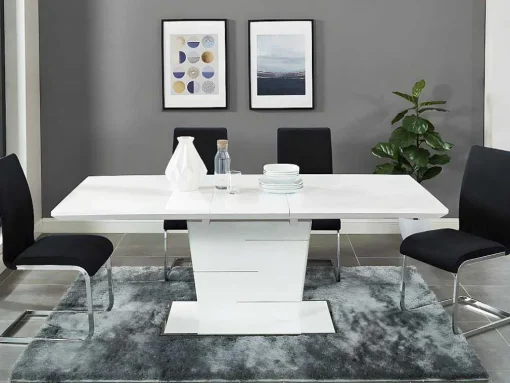Mesa De Jantar Extensivel De 6 A 8 Lugares - Mdf Lacado A Branco - Amelle