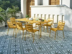 Mesa De Jardim C160 Cm Metal Amarelo Mostarda - Mirmande De Mylia
