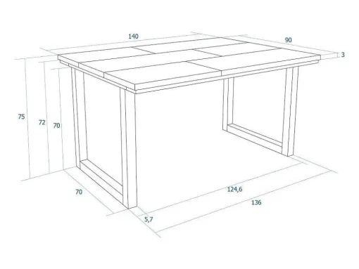 Mesa De Sala De Jantar, 6 Péssoas, 140, Robusto E Estavel Gracas A Sua Estrutura E Pernas Solidas, Oak E Branca, Industrial