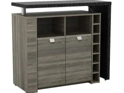 Móvel De Bar Meteorite - 2 Portas E 2 Nichos - Mdf Tampo Efeito Granito