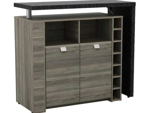 Móvel De Bar Meteorite - 2 Portas E 2 Nichos - Mdf Tampo Efeito Granito