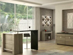 Móvel De Bar Meteorite - 2 Portas E 2 Nichos - Mdf Tampo Efeito Granito
