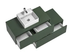 Móvel De Casa De Banho Suspenso Verde Mate Com Lavatório Individual E Duas Gavetas 94 Cm - Teana Ii