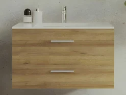 Móvel De Casa De Banho Suspenso Com Lavatório Individual, Cor Clara Natural, 80 Cm - Kayla