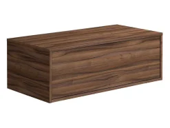 Móvel De Casa De Banho Suspenso Natural Escuro E Branco Com Lavatório Individual E Duas Gavetas 94 Cm - Teana Ii