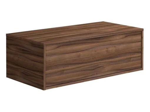 Móvel De Casa De Banho Suspenso Natural Escuro E Branco Com Lavatório Individual E Duas Gavetas 94 Cm - Teana Ii