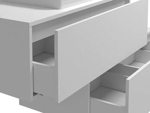 Móvel De Casa De Banho Suspenso Branco Com Lavatório Individual E Duas Gavetas 94 Cm - Teana Ii