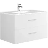 Móvel De Casa De Banho Suspenso Lavatório Individual Com Coluna De Arrumação Branco 80 Cm - Kayla