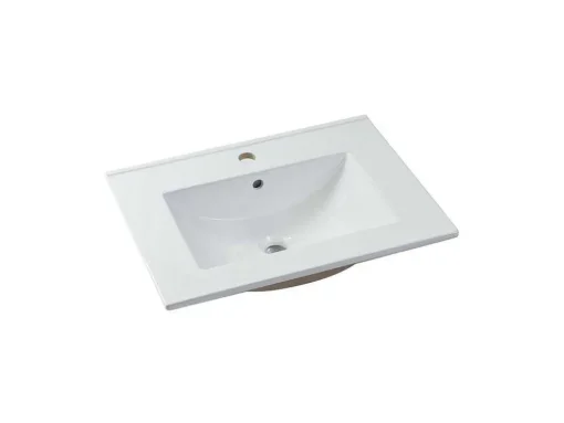Móvel De Casa De Banho Suspenso Estriado Com Lavatório Embutido, Natural Claro, L60 Cm - Zevara